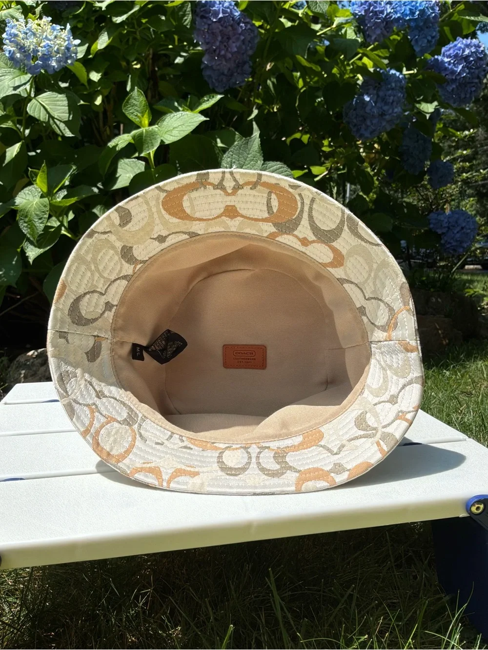 Coach Signature Print Bucket Hat in Beige/Tan